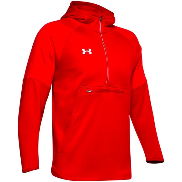 Under Armour Mens Qualifier Fleece Anorak Red Small - Picture 1 of 3